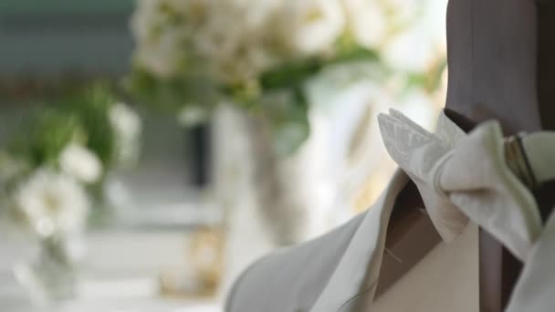 Красивий букет нареченої вибірковий фокус — стокове відео