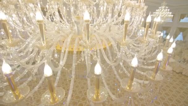 Crystal Chandelier. Close up on the crystal of a contemporary chandelier — Stock Video