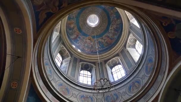 Panning of ceiling of orthodox the Cathedral — Stock Video