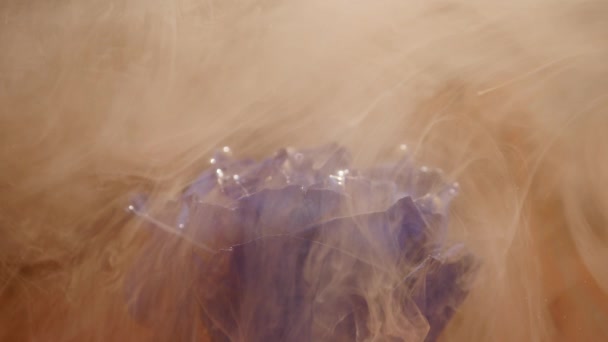 Дивовижний атмосферний знімок красивої блакитної троянди, що змішується з чорнилом у воді — стокове відео