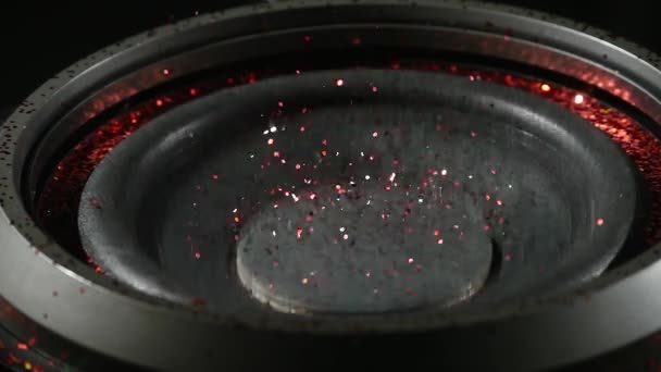 Résumé de fond de Subwoofer se déplaçant rapidement avec paillettes — Video