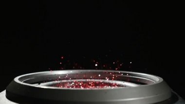 Subwoofer ses hoparlör titreşimleri ile kırmızı Glitter