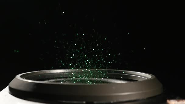Αφηρημένα φόντο του Subwoofer που κινείται γρήγορα με Glitter — Αρχείο Βίντεο
