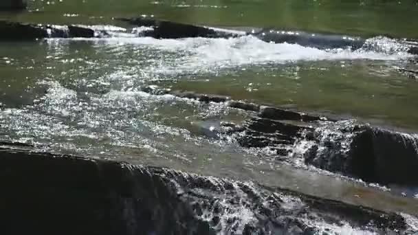 Paisaje de la naturaleza, arroyo, arroyo, arroyo, cascada pequeña — Vídeo de stock