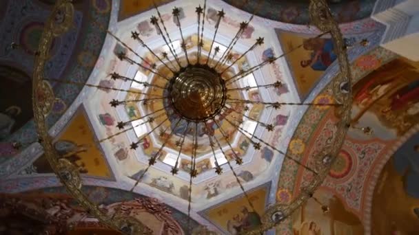 Panning of ceiling of orthodox Cathedral — Stock Video