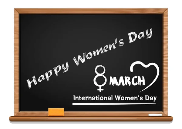 Groet inscriptie met krijt op een bord - Happy Womens Day — Stockvector