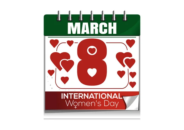 Calendario de escritorio con la fecha del 8 de marzo. Día Internacional de la Mujer — Vector de stock