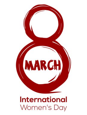 Kadın günü için yaratıcı kırmızı renk tasarım öğesi. 8 Mart. Uluslararası Kadınlar Günü