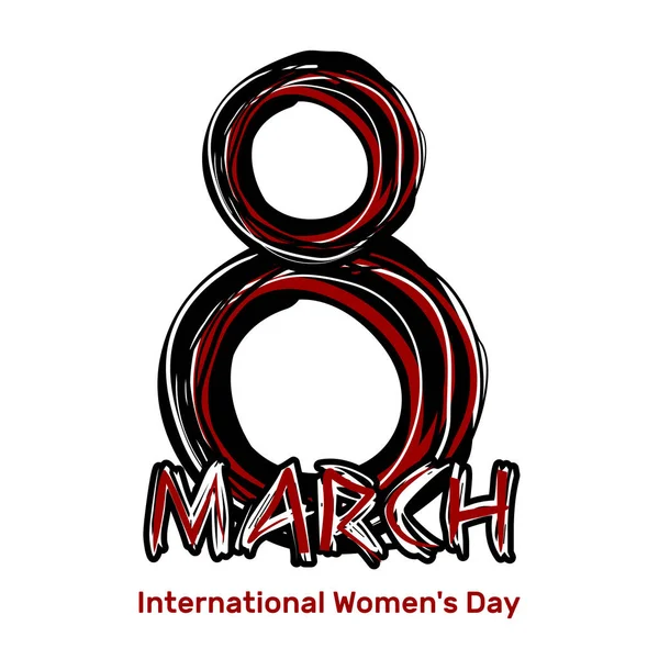 Le 8 mars. Lettrage gribouillé dessiné à la main. Journée internationale de la femme — Image vectorielle
