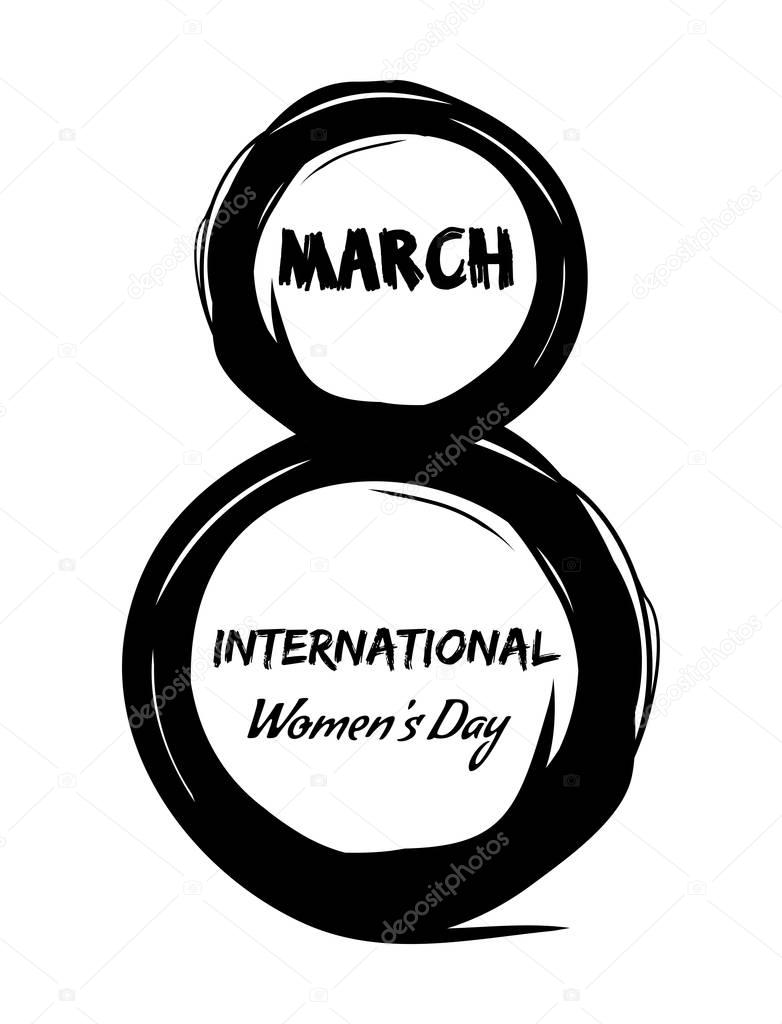 8th March. International Womens Day. Grunge design elements for Womens Day