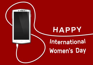 Satır sekiz tel ile telefon. 8 Mart smartphone anahat. Mutlu Dünya Kadınlar Günü kartı