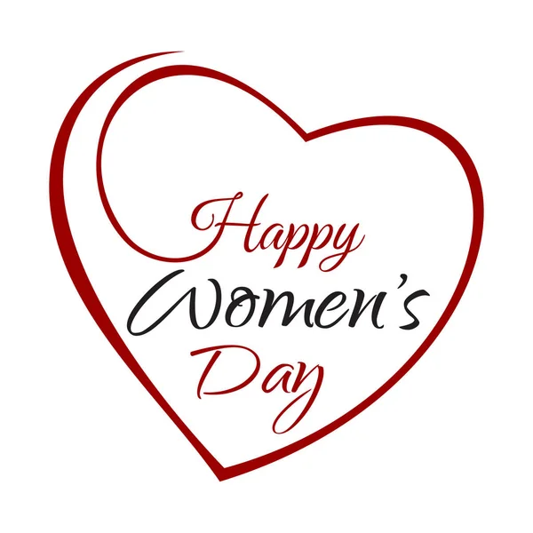 Feliz Día de la Mujer. Letras de la mano en el marco de fondo de los corazones — Vector de stock