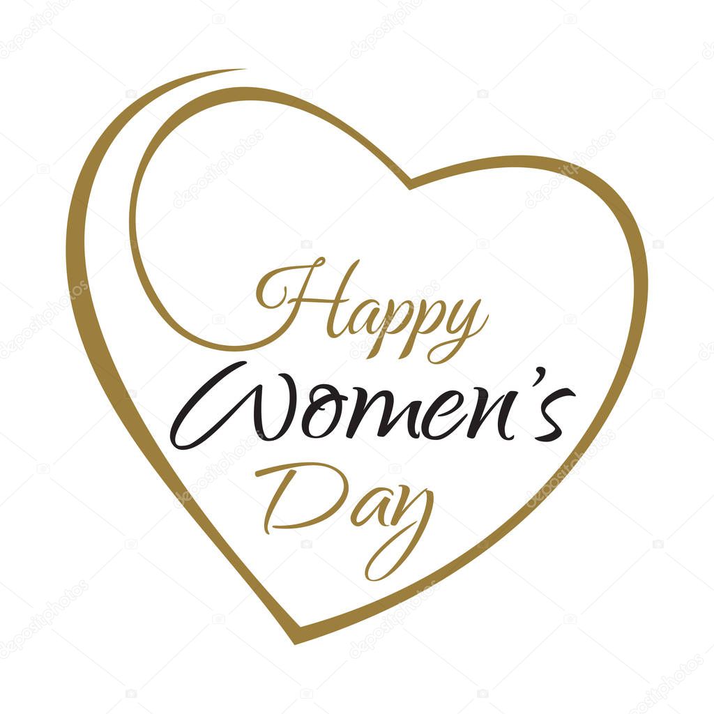 Happy Women's Day. Hand lettering on the background framework of hearts