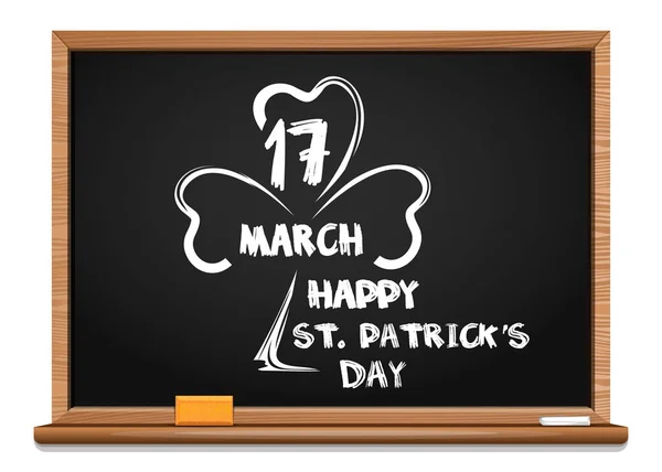 Blackboard med bilden av klöver, och Grattis till St. Patricks Day. 17 mars — Stock vektor