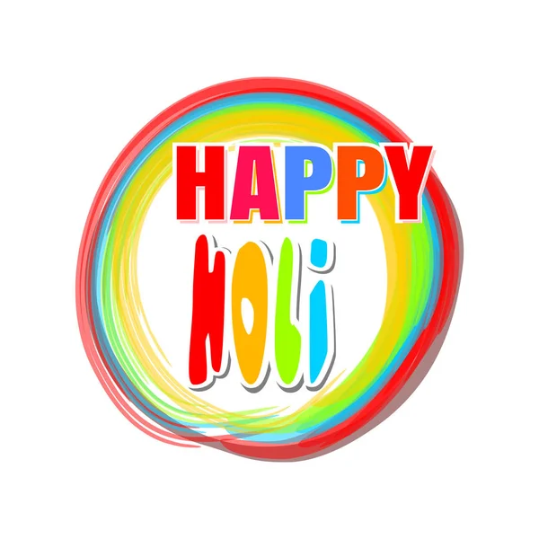 Renkler yazıt - mutlu Holi tebrik ile Hint Festivali için banner yuvarlak renkli. Holi yazı kartı