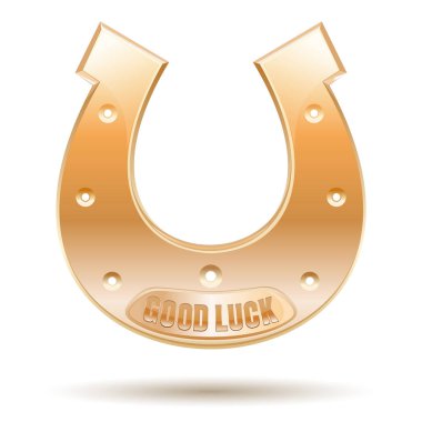 Gold horseshoe with the inscription - Good luck clipart
