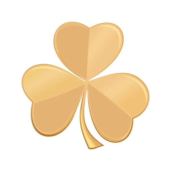 Trevo de trevo ícone dourado. Símbolo do Dia de São Patricks — Vetor de Stock