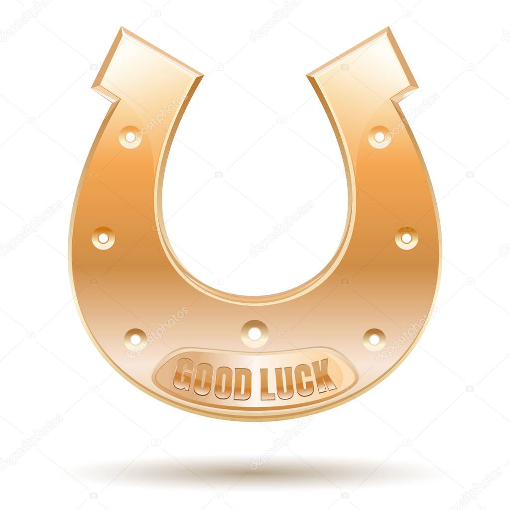 Gold horseshoe with the inscription - Good luck