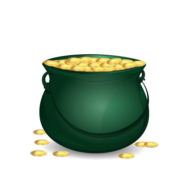 Yeşil cin pot altın dolu. Cüce cin hazine