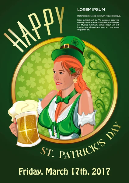 St Patricks Günü 2017. Yeşil Parti Davetiyesi — Stok Vektör