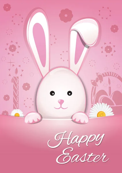 Coelhinho bonito da Páscoa em um fundo rosa. Feliz Páscoa. Símbolo de celebrações de Páscoa — Vetor de Stock