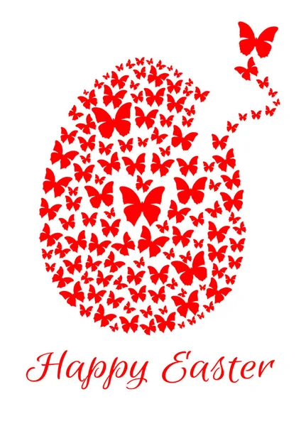 Easter egg consists of flying butterflies. Happy Easter — Stock Vector