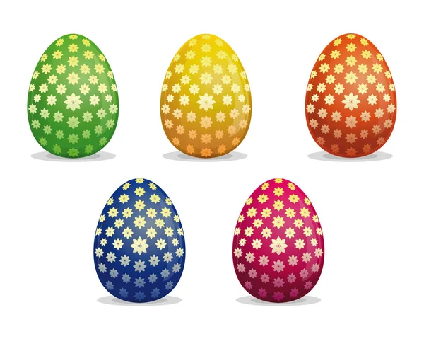Zestaw kolorowych Wielkanoc jaja ikona na białym tle na białym tle — Wektor stockowy