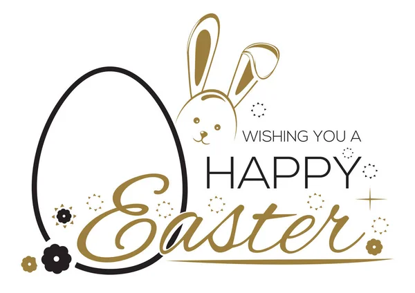 S pozdravem nápis Velikonoční zajíček a velikonoční vajíčka. Přejeme Vám Veselé Velikonoce — Stockový vektor