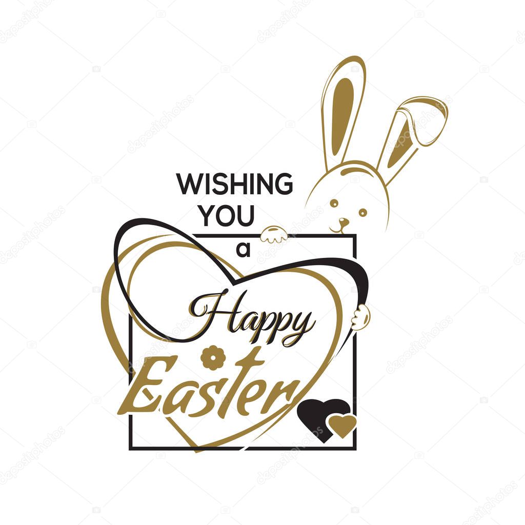 Wishing you a Happy Easter. Greeting inscription with the Easter