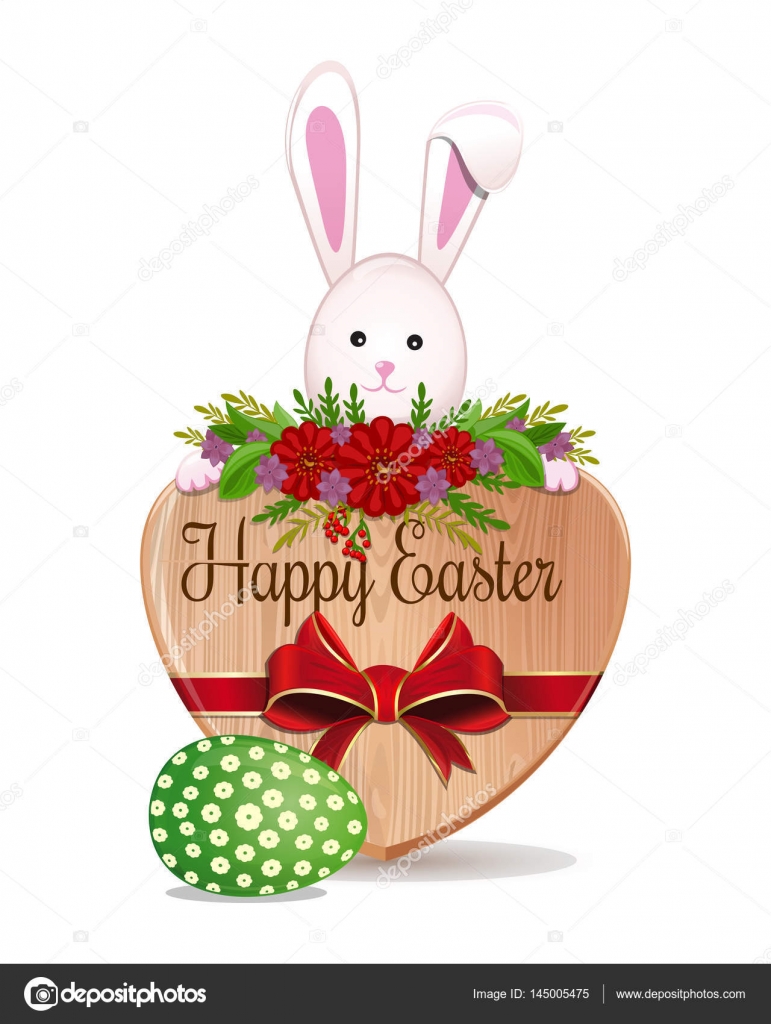 El conejo de Pascua y el huevo de Pascua - los símbolos de la Pascua. Lindo  conejito, image size:771x1024