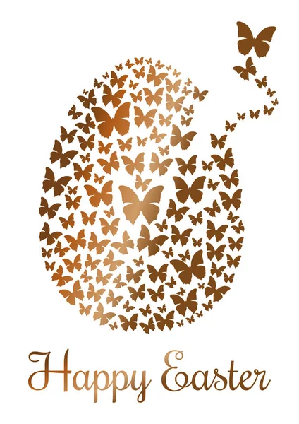 Gold Easter egg consists of flying butterflies. Design element for Easter — Stock Vector