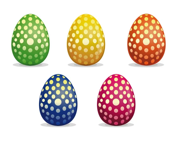 Pon huevos de Pascua. Huevos de Pascua pintados con lunares — Vector de stock