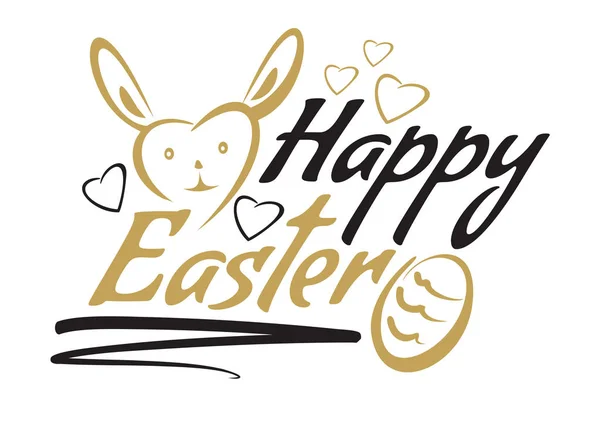 Greeting inscription with the Easter bunny and Easter eggs — Stock Vector