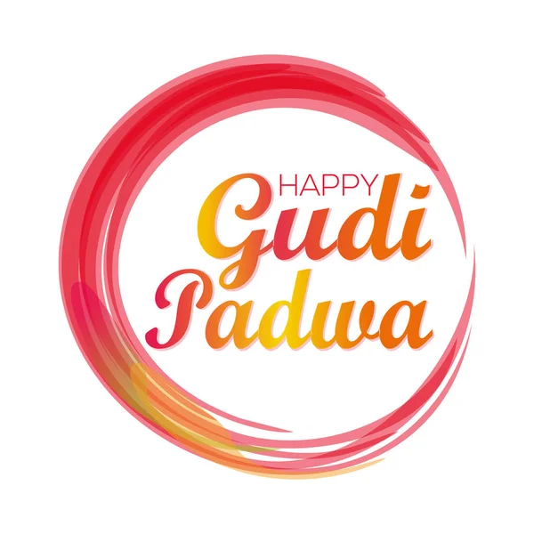 Feliz Gudi Padwa. Tarjeta de letras Gudi Padwa — Vector de stock