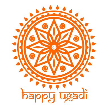 Happy Ugadi. Mandala, rangoli and lettering clipart