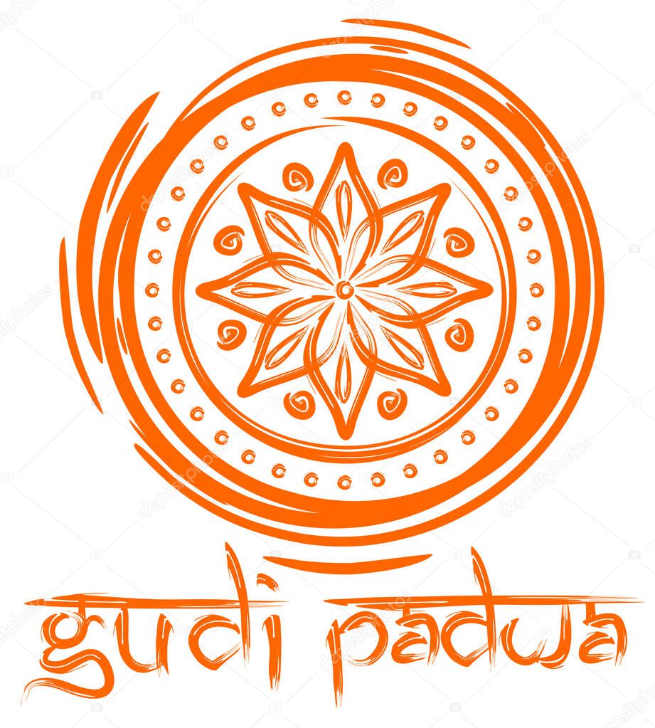 Gudi Padwa lettering. Handwritten inscription on the background 
