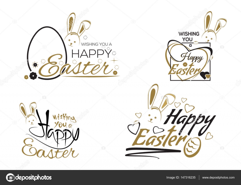 Happy Easter Set Easter Lettering Design Vector Image By C Kiberstalker Vector Stock 147316235