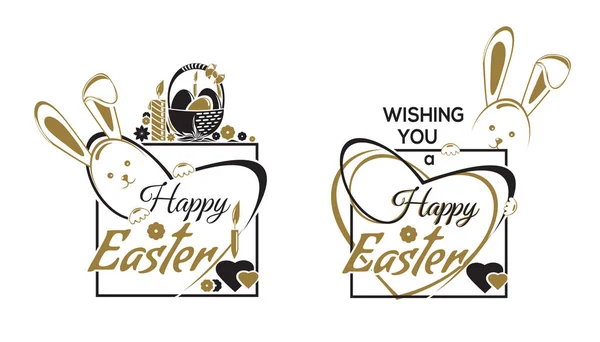 Joyeux ensemble de lettrage étiquettes de Pâques — Image vectorielle