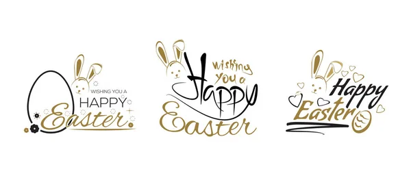 Conjunto de diseño de letras de Pascua con conejo de Pascua — Vector de stock