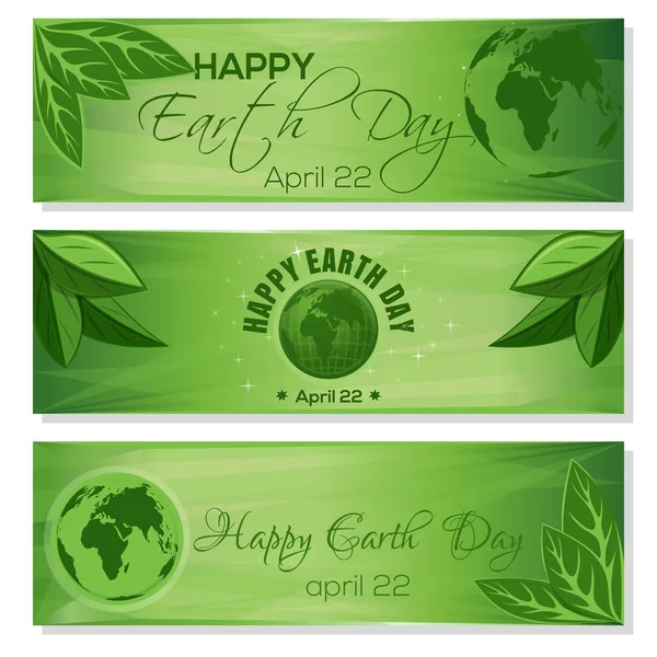 Ställa in gröna banners för Earth Day. 22 april — Stock vektor