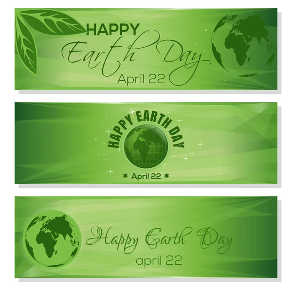 Banderas verdes para el Día de la Tierra. 22 de abril — Vector de stock