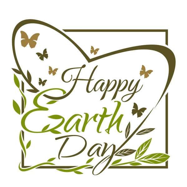 Feliz Día de la Tierra. Diseño tipográfico verde y dorado — Vector de stock