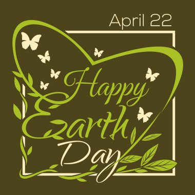 Mutlu Dünya günü. 22 inci Nisan. Tipografik Tasarım poster Eart için