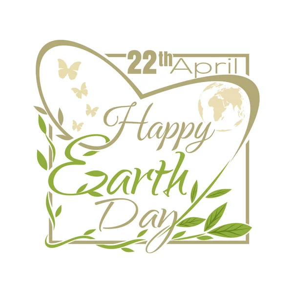 Feliz Día de la Tierra. 22 de abril. Diseño tipográfico — Vector de stock