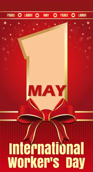 Giornata Internazionale dei Lavoratori card. 1 maggio. Festa del lavoro — Vettoriale Stock