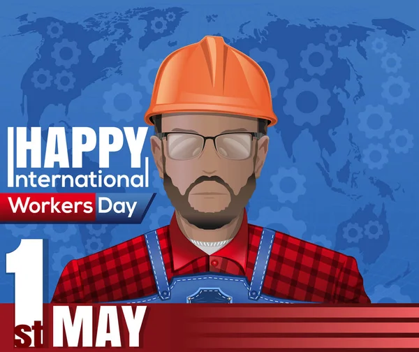 Labor Day card. 1 May. International Workers Day — Stock Vector