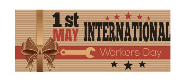 1 Mayıs Uluslararası İşçi Bayramı. Retro tarzı kartı