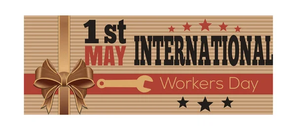 1 मई अंतर्राष्ट्रीय श्रमिक दिवस। रेट्रो स्टाइल कार्ड — स्टॉक वेक्टर