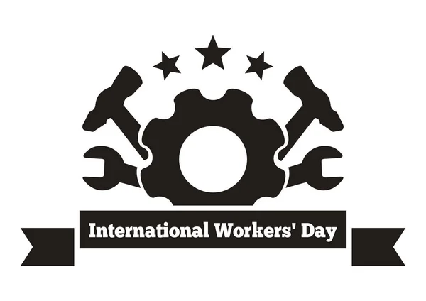 国際労働者の日。労働者の日のロゴ。5 月 1 日 — ストックベクタ