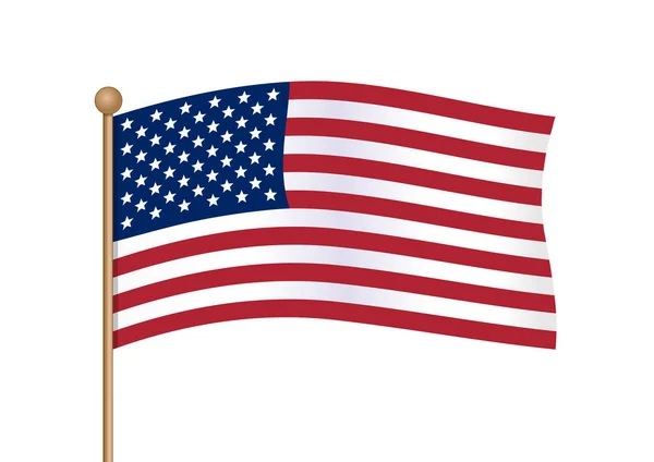 Ondeando bandera americana en el poste. Bandera de USA — Vector de stock